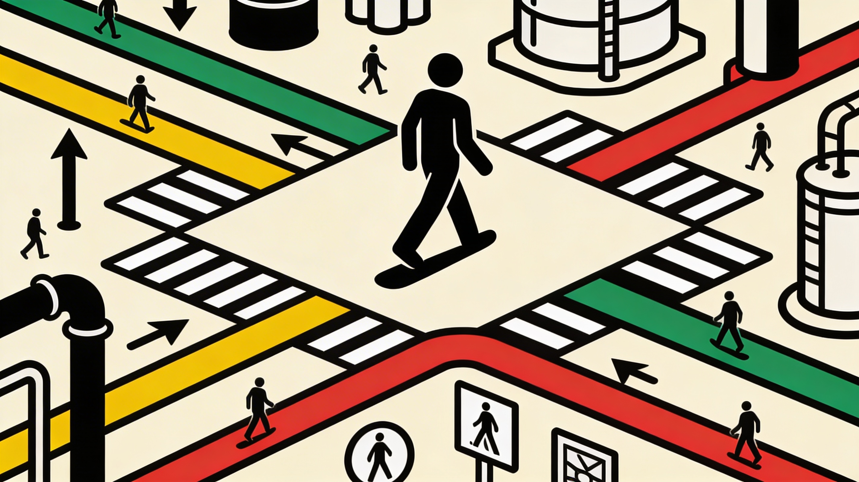   Quattro linee colorate per terra  